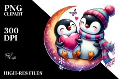 Colorful Penguin Holding Heart PNG Product Image 2