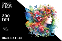 Vibrant Fairy with Floral Wreath PNG Product Image 2