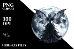 Gothic Fairy on the Moon, PNG Product Image 2