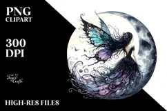 Gothic Fairy on the Moon PNG Product Image 2