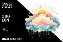 Vintage Cloud Clipart, Transparent PNG Product Image 3