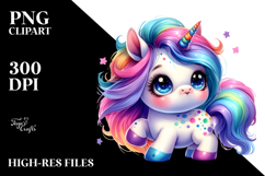 Funny Baby Unicorn with Cool Haircut PNG Product Image 2