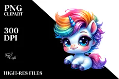Cute Baby Unicorn Playing PNG Product Image 2