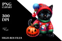 Vibrant Baby Black Cat Pumpin Clipart Product Image 2