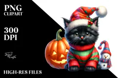 Vibrant Baby Black Cat Pumpin Clipart Product Image 2
