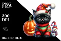Vibrant Baby Black Cat Pumpin Clipart Product Image 3