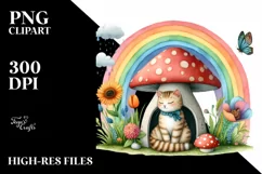 Colorful Cat House with Rainbow and Flowers | Clipart Product Image 3