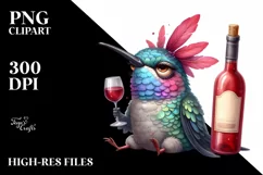 Hummingbird Holding Bottle of Wine Product Image 3