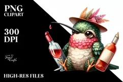 Hummingbird Holding Bottle of Wine Product Image 1