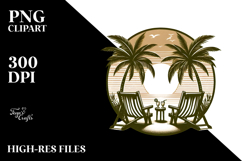 Vintage Tropical Tree Beach Chairs Clipart Product Image 2