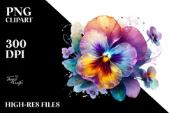 Pansy with Watercolor Splash PNG Product Image 2