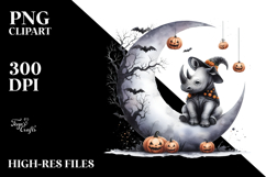 Halloween Rhino on Moon PNG Product Image 2