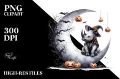 Halloween Rhino on Moon PNG Product Image 2