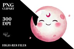Simple Pinkish Smiling Moon PNG Product Image 2