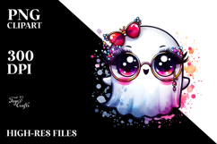 Funny Cute Ghost with Glam Accessories PNG Product Image 2