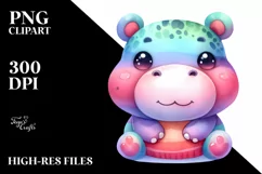 Cute Colorful Hippo Cartoon | Clipart Product Image 3