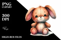 Vibrant Watercolor Brownish Sewed Bunny Product Image 1