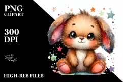 Vibrant Watercolor Brownish Sewed Bunny Product Image 3
