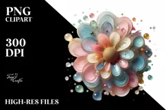 Abstract Vibrant Pastel Daisy, White Background PNG Product Image 3
