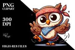 Cartoony Owl with Bandana PNG Product Image 2