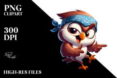 Innocent Cartoon Owl with Bandana PNG Product Image 2