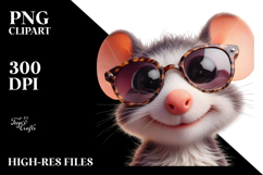 Silly Mouse with Oversized Sunglasses, PNG Product Image 2