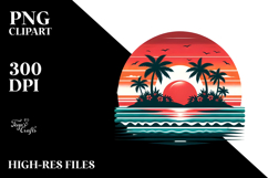Vintage Tropical Island Sunset PNG Product Image 2