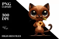 Brown Cat Caricature Watercolor Clipart Product Image 3