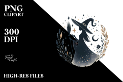 Simple Watercolor Retro Witch PNG Product Image 2