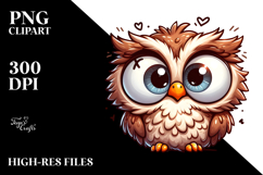 Cute Cartoon Owl with Cross-Eyed Expression, High-Res PNG Product Image 2