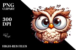 Cute Cartoon Owl with Cross-Eyed Expression, High-Res PNG Product Image 2