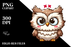 Adorable Silly Cartoon Owl with Detailed Fur, White Product Image 2
