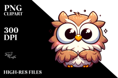 Adorable Silly Cartoon Owl with Detailed Fur, White Product Image 2