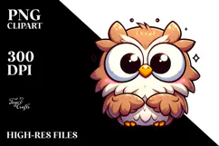 Adorable Silly Cartoon Owl with Detailed Fur, White Product Image 2