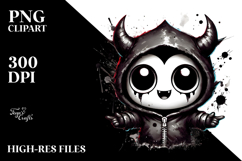 Funny Demon with Spooky Hoodie, Vibrant Watercolor PNG Product Image 2