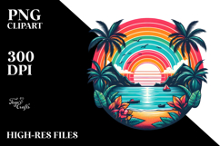 Retro Tropical Rainbow Sunset, PNG Product Image 2