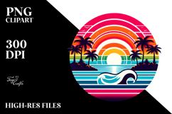 Retro Tropical Rainbow Sunset, PNG Product Image 2