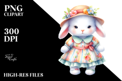 Colorful Watercolor Baby Bunny for Summer | Clipart Product Image 2