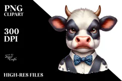 Funny Cow with Bow and Tie PNG Product Image 2