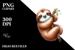 Funny Wimsical Sloth Watercolor Clipart Product Image 2