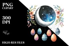 Simple Watercolor Digital Painting with Half Moon, Product Image 2