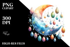 Simple Watercolor Digital Painting with Half Moon, Product Image 2