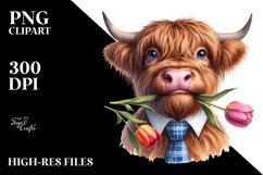 Watercolor Highland Cow Tie Product Image 1