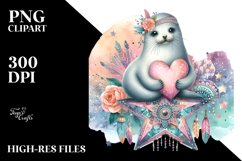 Colorful Boho Seal Holding Heart PNG Product Image 2