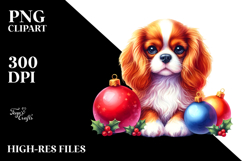 Vibrant Cavalier King Charles Spaniel with Christmas Globes Product Image 2