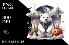 Polar Bear on Cloud Halloween PNG Product Image 2