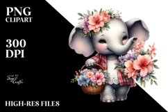 Boho Baby Elephant Basket Azalea | Sublimation | Clipart Product Image 3