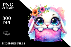 Cute Baby Rabbit with Pillow PNG Product Image 2