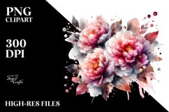 Abstract Peonies Shiny Material Watercolor Clipart Product Image 1