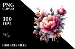 Abstract Peonies Shiny Material Watercolor Clipart Product Image 1
